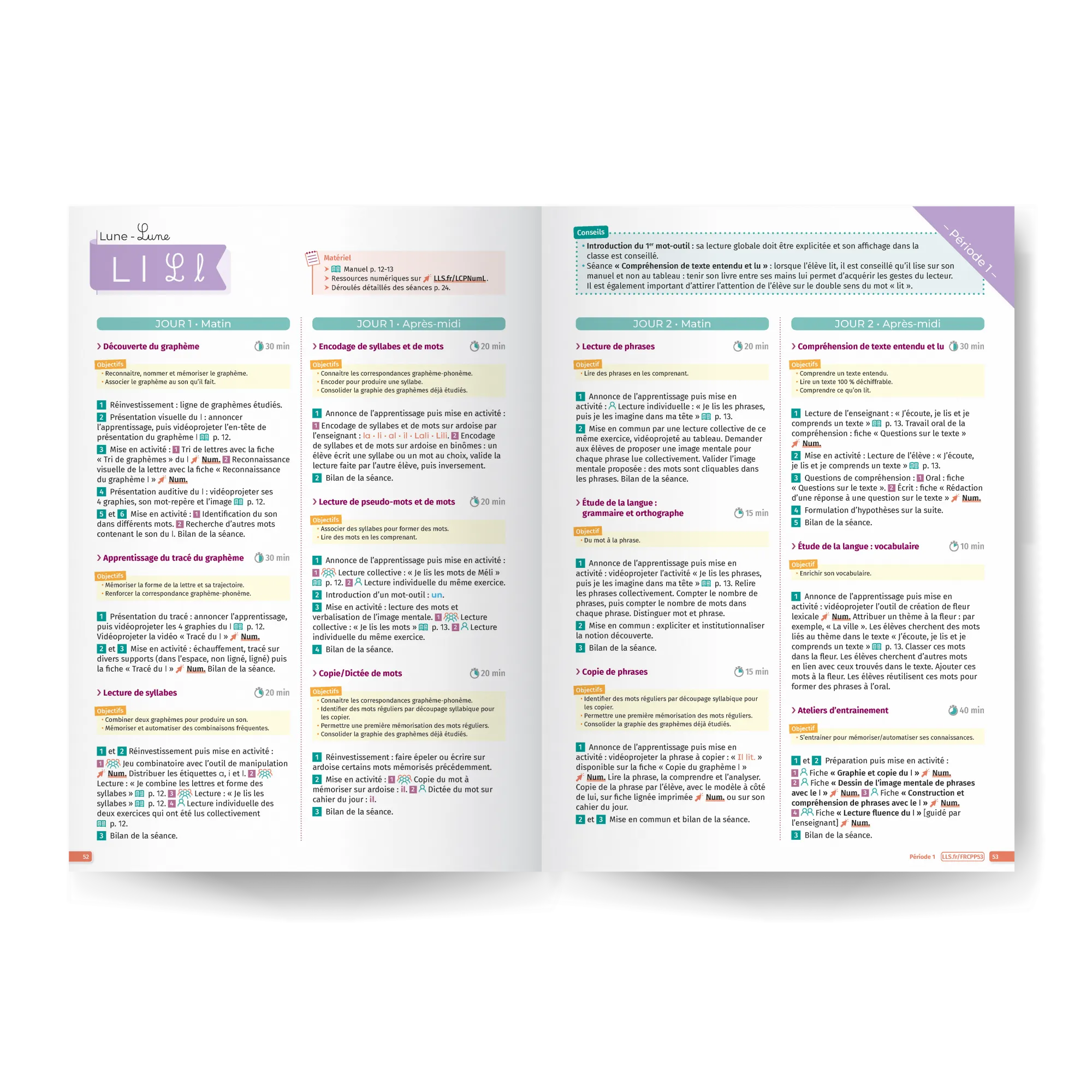 Doubles pages guide pédagogique primaire